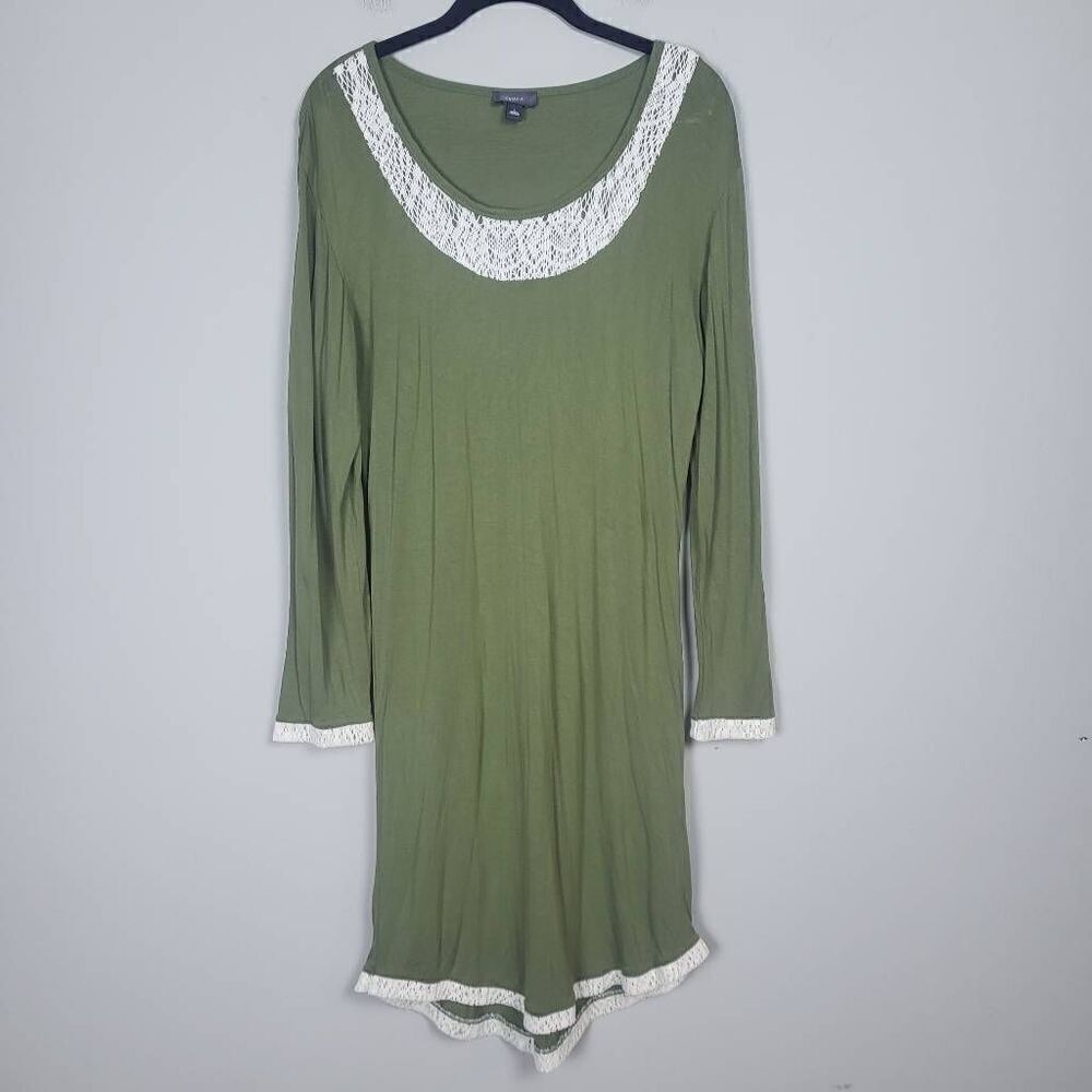 Aritzia Talula Womens Lace Midi Dress Green Large Long Sleeve Cottagecore Flowy
